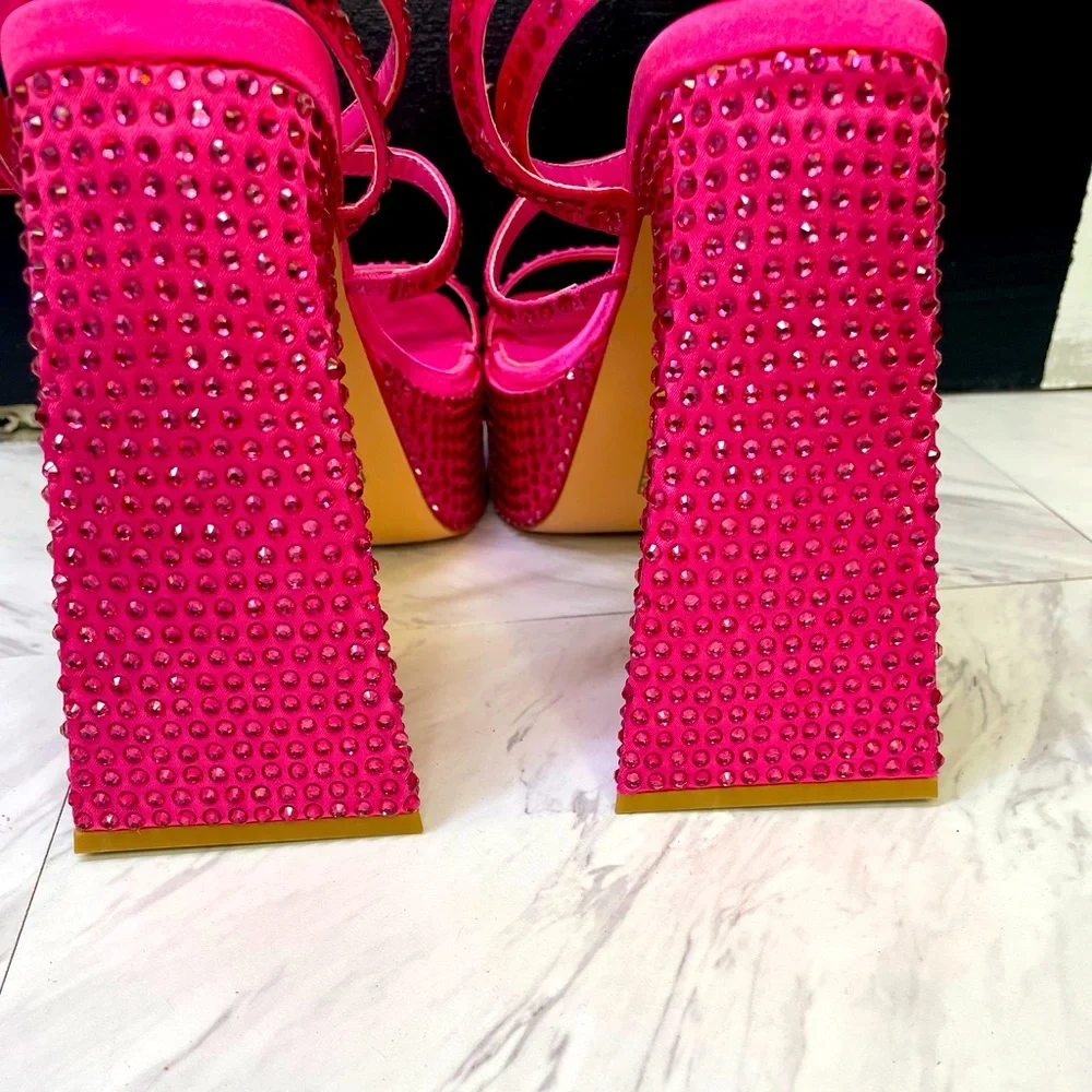 Pink Triangle Block Heels - Picture 4 of 4